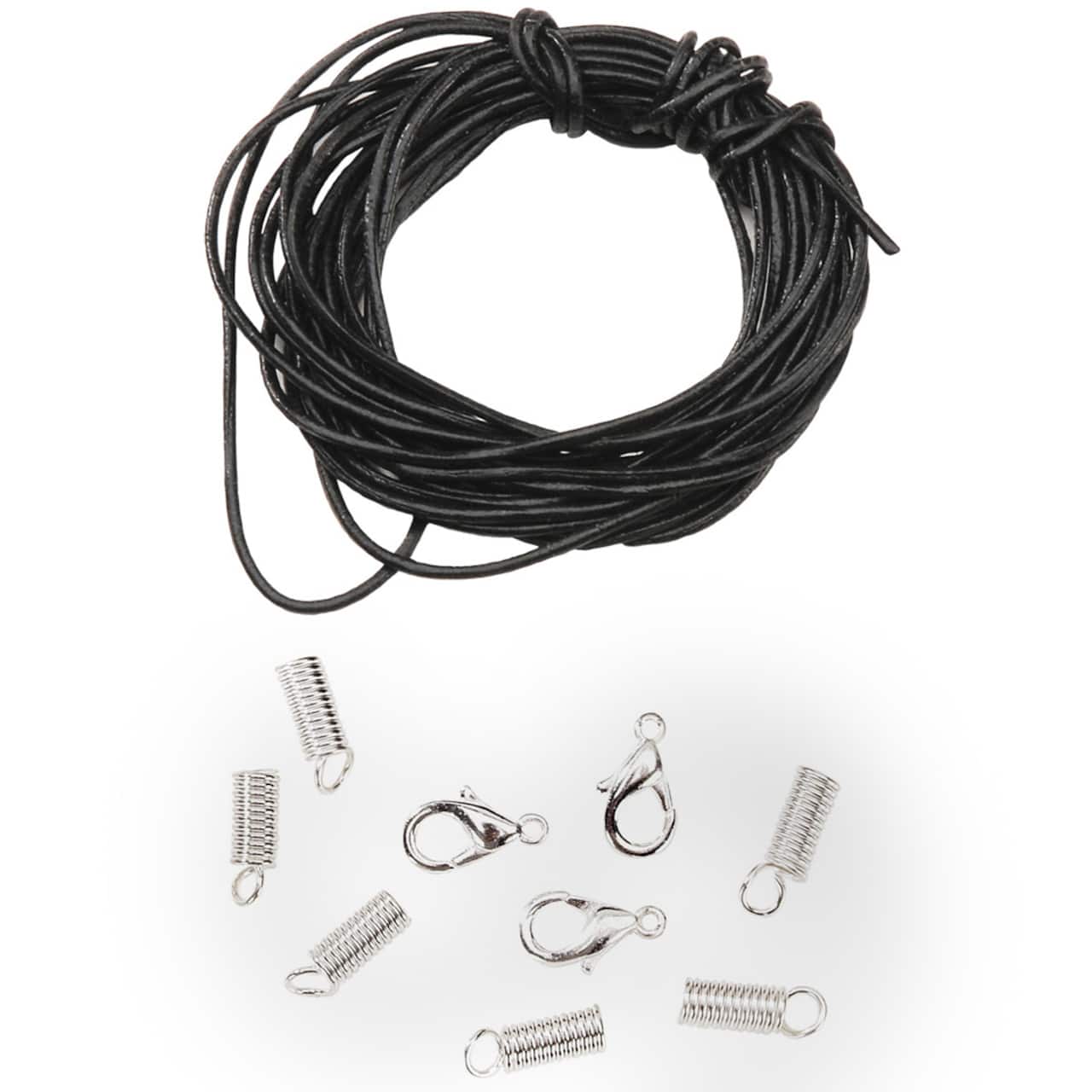 Black Leather Cord Kit & Findings Necklace Kit by Bead Landing™